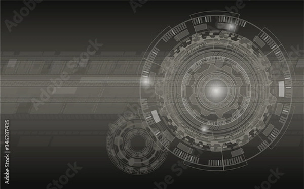 Fototapeta Futuristic Grey HUD user interface screen design Sci-Fi UI technology background computing, artificial intelligence and radar concept