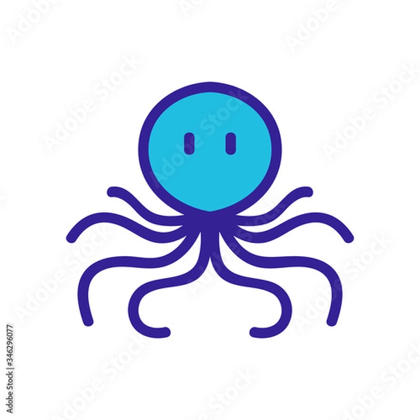 Fototapeta big-headed octopus with narrow long tentacles icon vector. big-headed octopus with narrow long tentacles sign. color symbol illustration