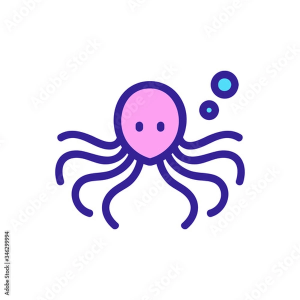 Fototapeta octopus under water column in ocean icon vector. octopus under water column in ocean sign. color symbol illustration