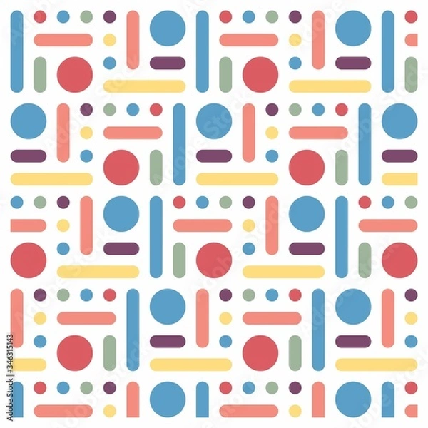 Fototapeta Beautiful of Colorful Circle, Repeated, Abstract, Illustrator Geometric Pattern Wallpaper. Image for Printing on Paper, Wallpaper or Background, Covers, Fabrics