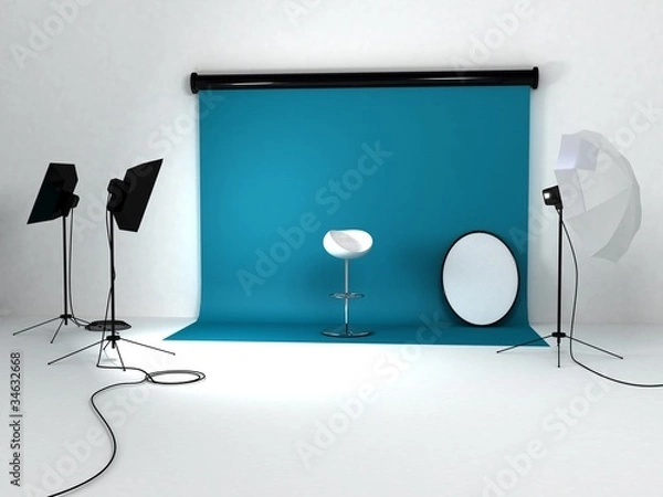 Obraz studio with softboxs and reflectors