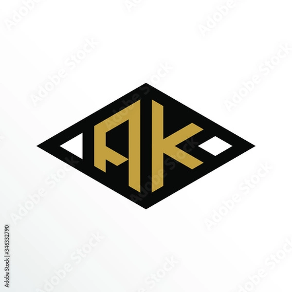 Obraz Initial Letter AK Geometric Abstract Diamond Shape Logo Design