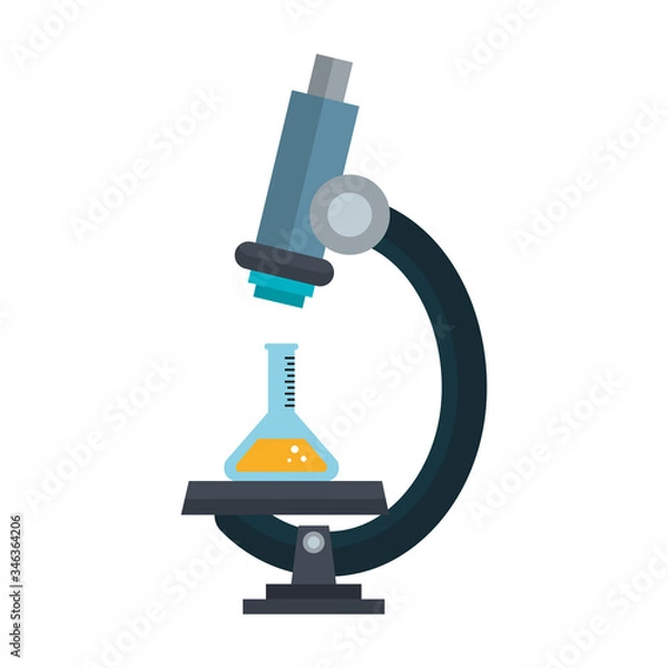 Fototapeta microscope laboratory with tube test vector illustration design
