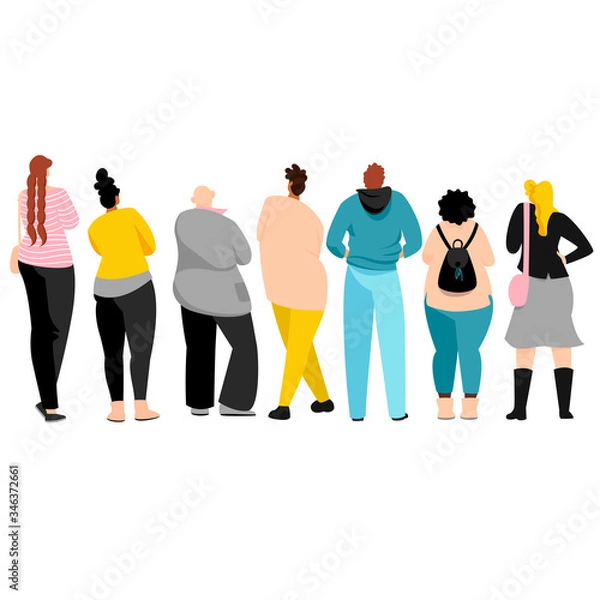 Obraz people in the back. people stand back. view of people from behind. vector isolated images