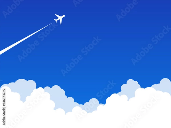 Obraz 雲　飛行機雲　青空　背景素材