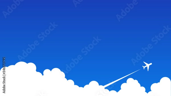 Obraz 雲　飛行機雲　青空　背景素材