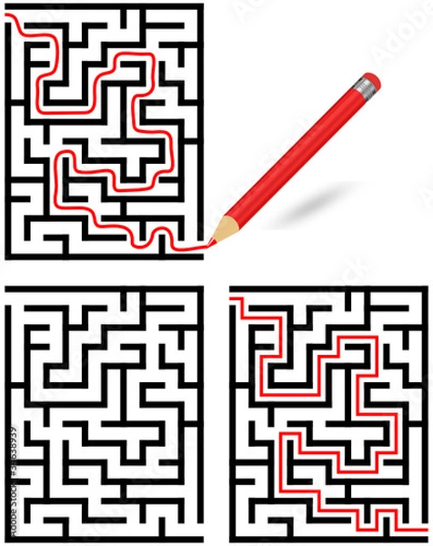 Obraz Labyrinth mit und ohne Lösungsweg