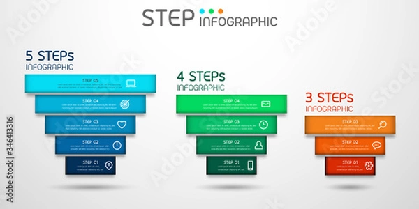 Obraz Data infographic element with steps,options,milestone,processes or workflow.Business data visualization.Creative pyramid shape infographic template for presentation,vector illustration.