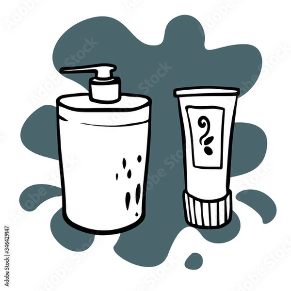 Obraz  Doodle sketch tonic and beard wax. Simple, flat illustration 