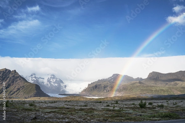 Obraz Rainbow over Icelandic glacier