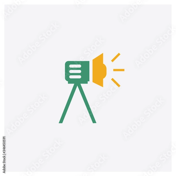 Fototapeta Cinema Light Source concept 2 colored icon. Isolated orange and green Cinema Light Source vector symbol design. Can be used for web and mobile UI/UX