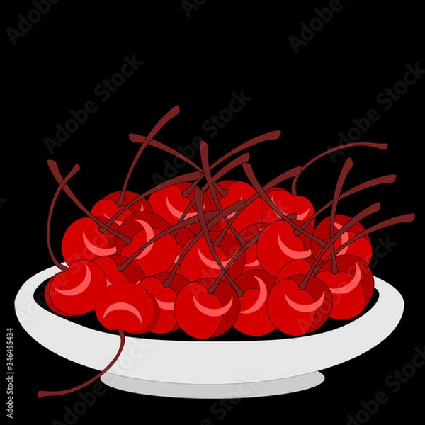 Obraz red cherries on a plate