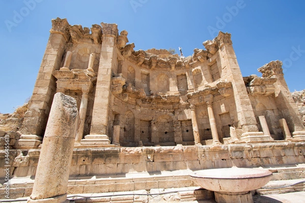 Fototapeta The Jerash nymphaeum in Jerash Jordan. Constructed in 191 AD and dedicated to nymphs