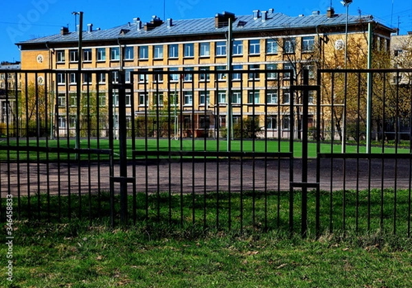 Fototapeta Empty  playground at the schoo