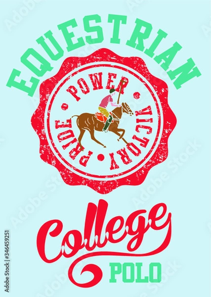 Obraz College polo sports print and embroidery graphic design vector art