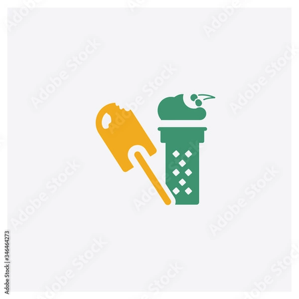 Fototapeta Ice cream concept 2 colored icon. Isolated orange and green Ice cream vector symbol design. Can be used for web and mobile UI/UX