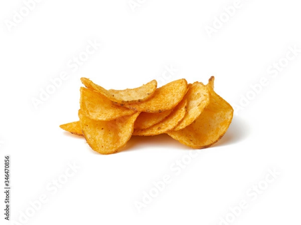 Fototapeta heap of potato chips with spice isolated on a white background