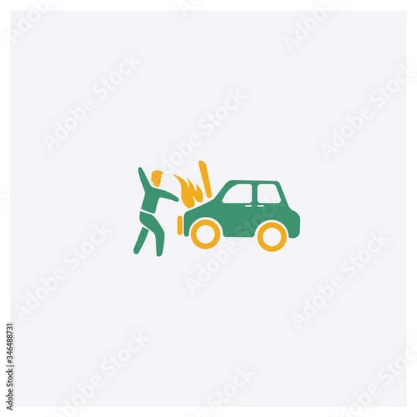 Fototapeta Accident concept 2 colored icon. Isolated orange and green Accident vector symbol design. Can be used for web and mobile UI/UX