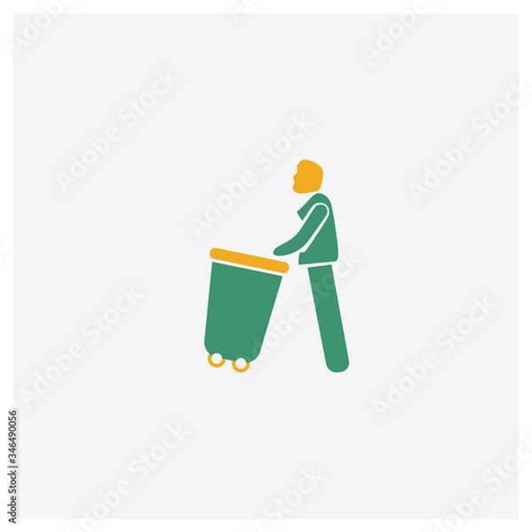 Fototapeta Carry Garbage concept 2 colored icon. Isolated orange and green Carry Garbage vector symbol design. Can be used for web and mobile UI/UX