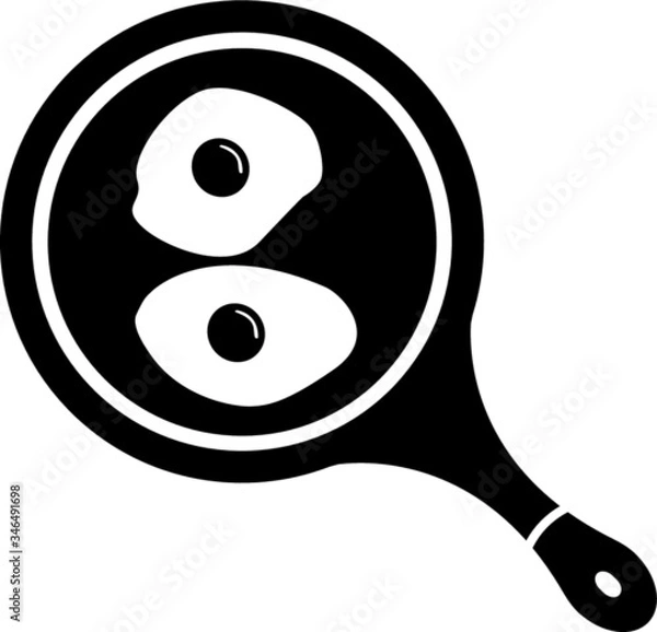 Fototapeta Eggs in frying pan vector icon