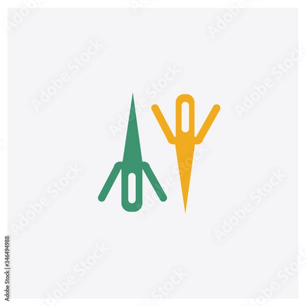 Fototapeta Knife concept 2 colored icon. Isolated orange and green Knife vector symbol design. Can be used for web and mobile UI/UX