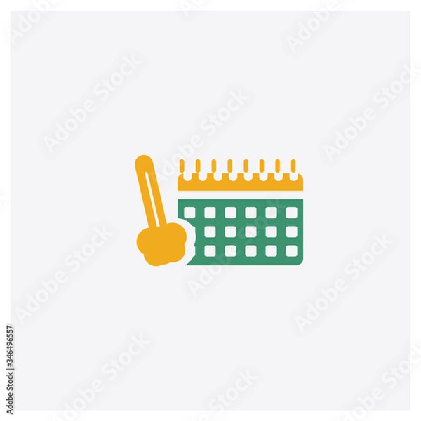 Fototapeta Schedule concept 2 colored icon. Isolated orange and green Schedule vector symbol design. Can be used for web and mobile UI/UX