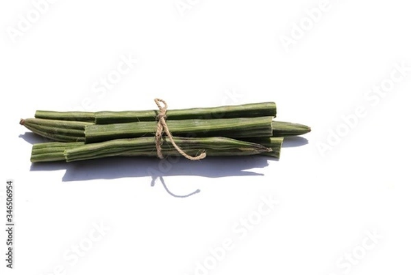 Fototapeta Moringa Oleifera or Drumstick Pods Isolated on White Background