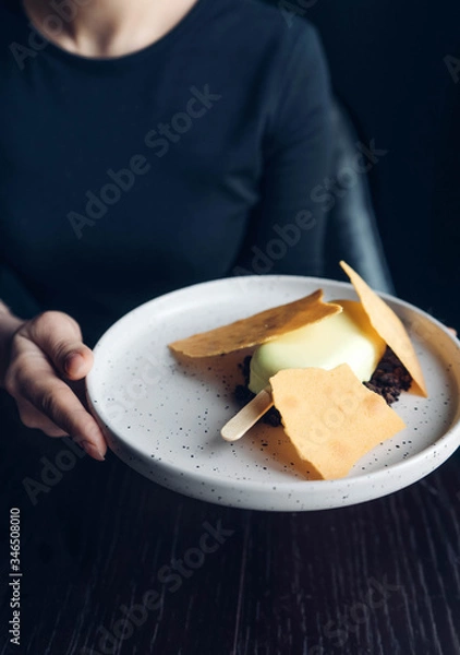 Obraz Wasabi cheesecake with crust waffles