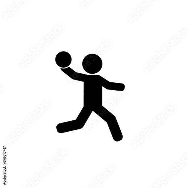 Fototapeta Handball player throwing ball vector icon
