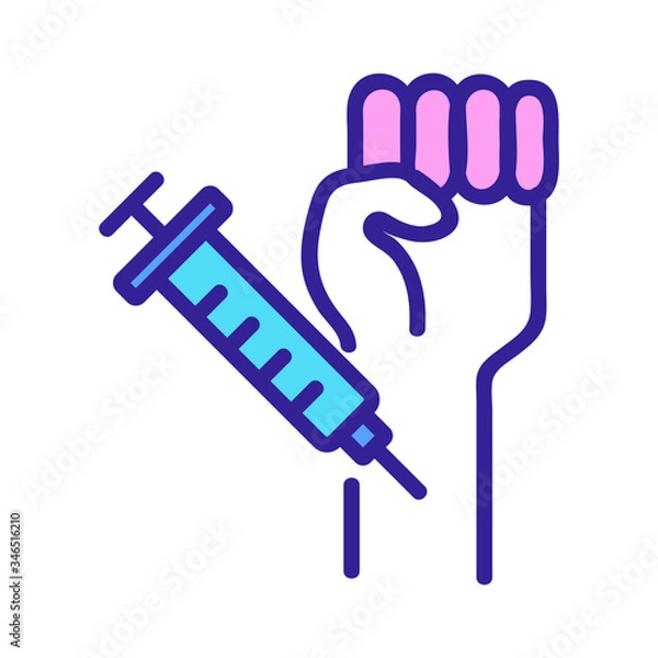 Fototapeta injection in hand icon vector. injection in hand sign. color symbol illustration