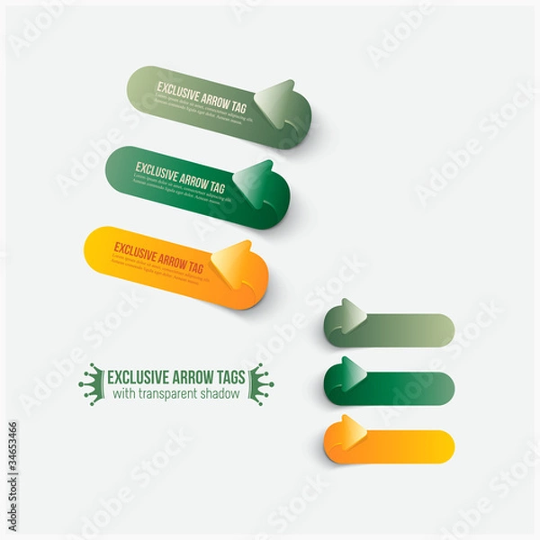 Fototapeta Arrow tags with transparent shadow