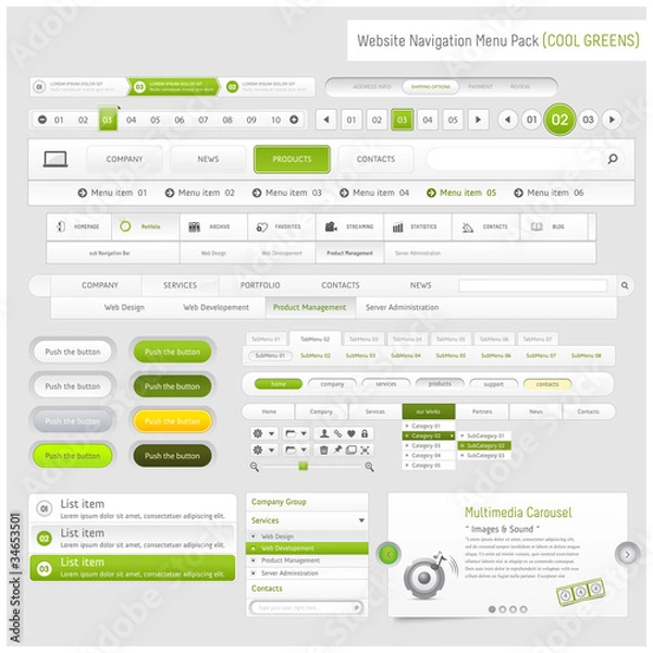 Fototapeta Web design navigation menu pack (green)