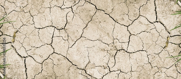 Fototapeta dry mud desert. Banner background texture