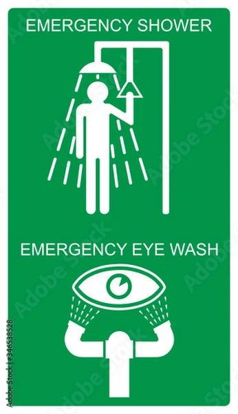 Fototapeta Emergency shower and Emergency eye wash vector sign isolated on white background