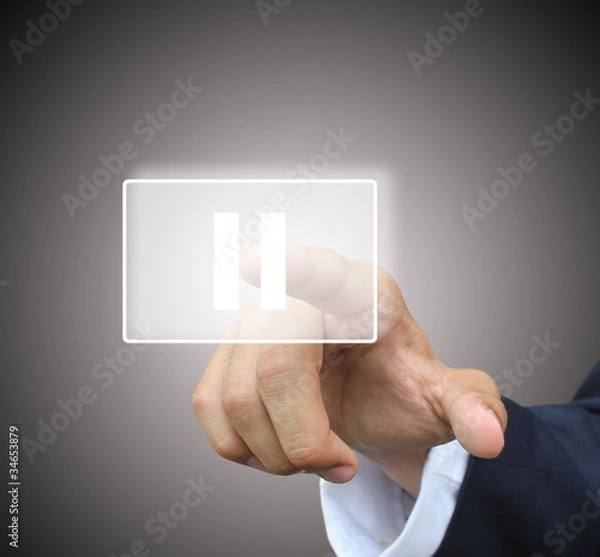 Obraz Business hand press pause button