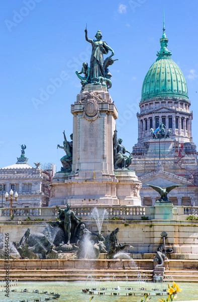 Fototapeta Buenos Aires, Argentina, Palace of the National Congress.
 The majestic Palace is executed in the neoclassical style, a characteristic feature is the dome, which reaches a height of 80 meters. At firs