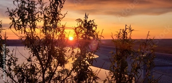 Fototapeta sunset on the river