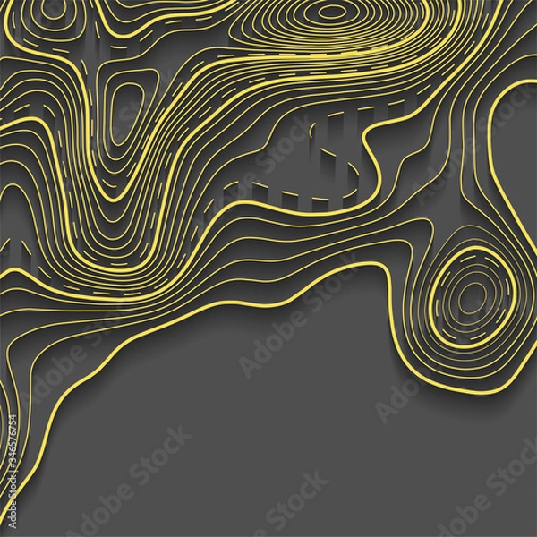 Fototapeta Map line of topography. Vector abstract topographic map concept with space for your copy. Black and white wave. Abstract paper cut. Abstract colorful waves. Wavy banners. Color geometric form.