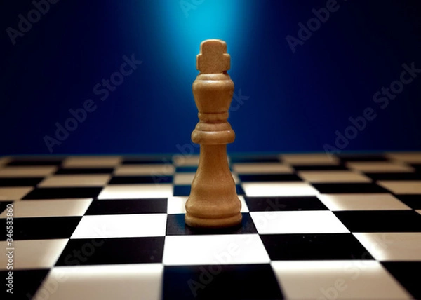 Fototapeta King standing in spotlight, his next move options highlighted.