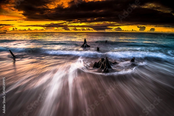 Fototapeta sunset on the beach