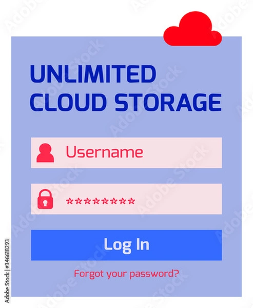 Fototapeta cloud login window isolated on white