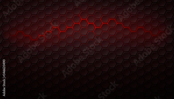 Fototapeta Abstract dark hexagonal futuristic background.