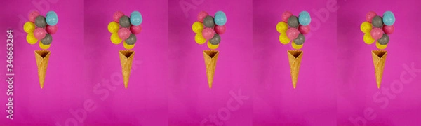Fototapeta colored balls with cone and ice cream appearance