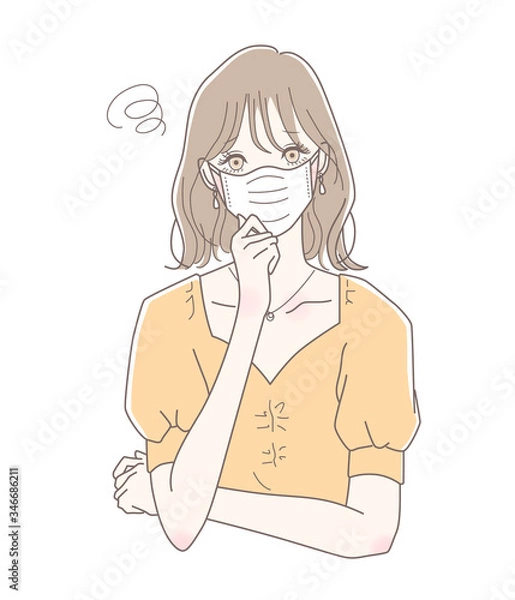 Obraz マスクをして悩む女性