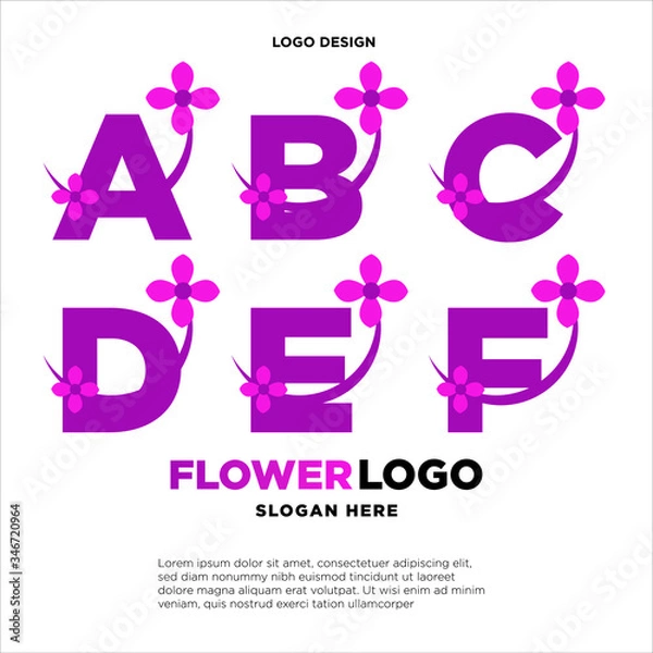Fototapeta set initial letter flower Logo design