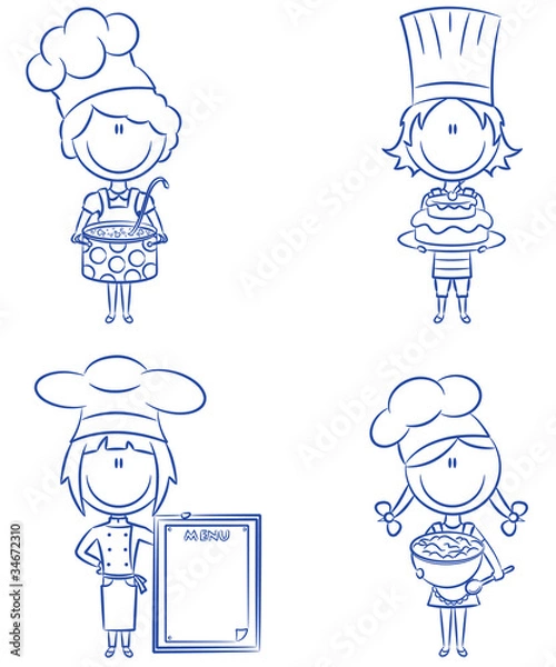 Obraz Cute shef girls