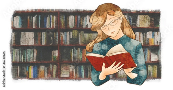 Obraz 読書する人（背景あり）