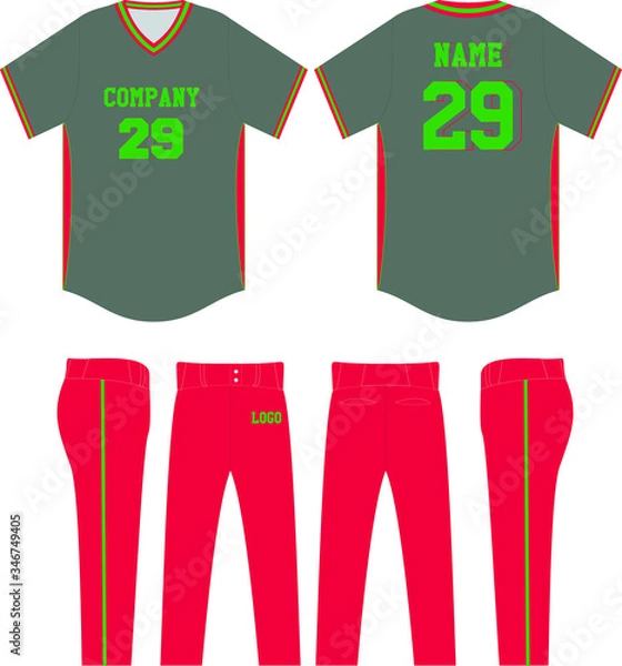 Fototapeta Custom Baseball jersey uniform template mock up
