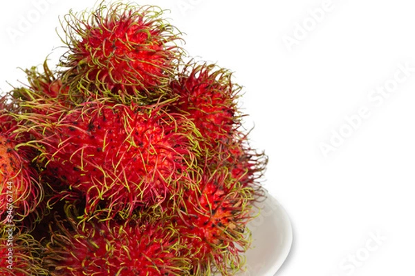 Fototapeta Rambutan is a fruit with red hair and a sweet taste