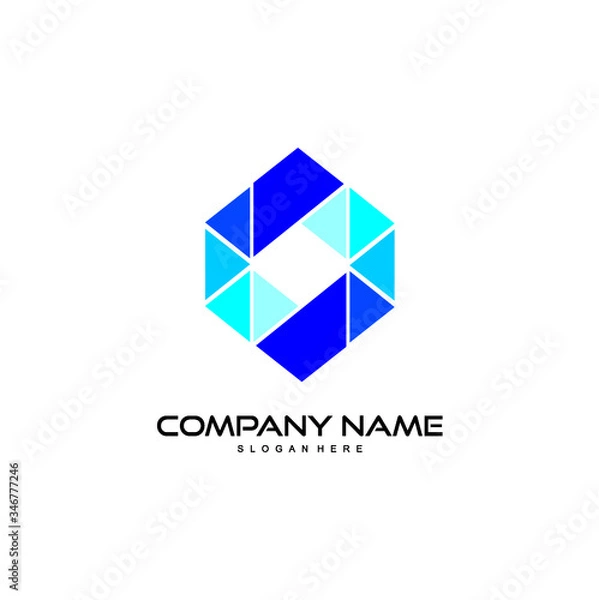 Fototapeta triangle shapes logo design with blue color vector